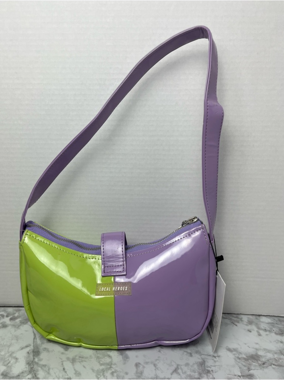 Local heroes Two-Tone Lavender & Lime Patent Shoulder Bag